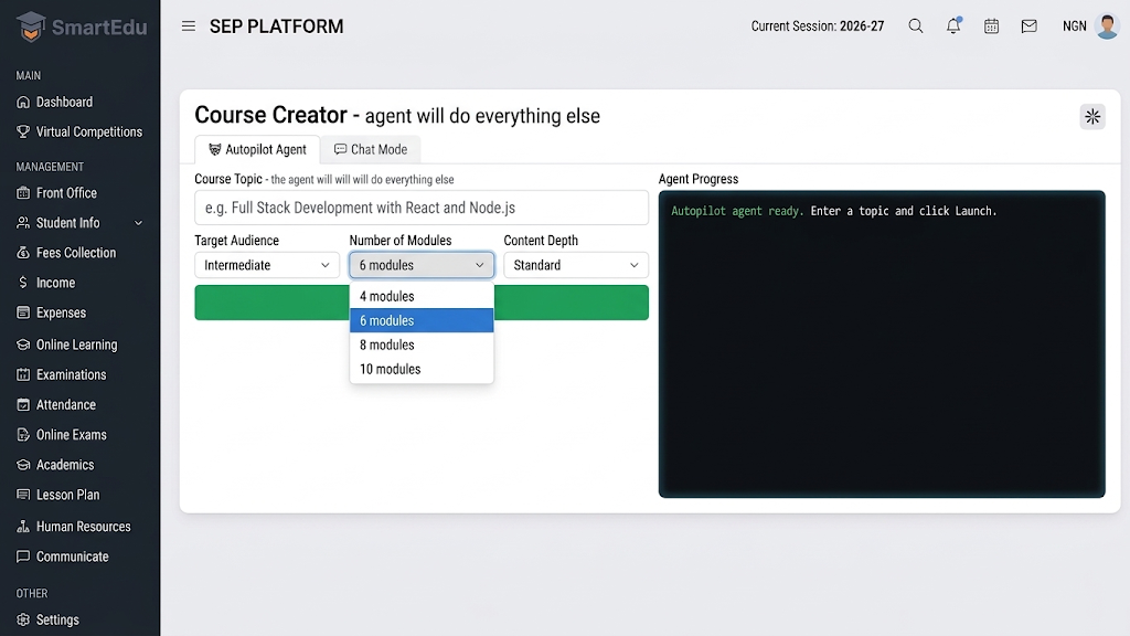 Alia — AI Course Creator with Autopilot Agent and Chat Mode